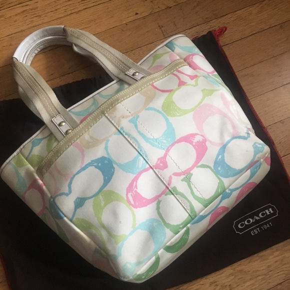 Medium multi color scribble Coach Hampton tote - Picture 2 of 5
